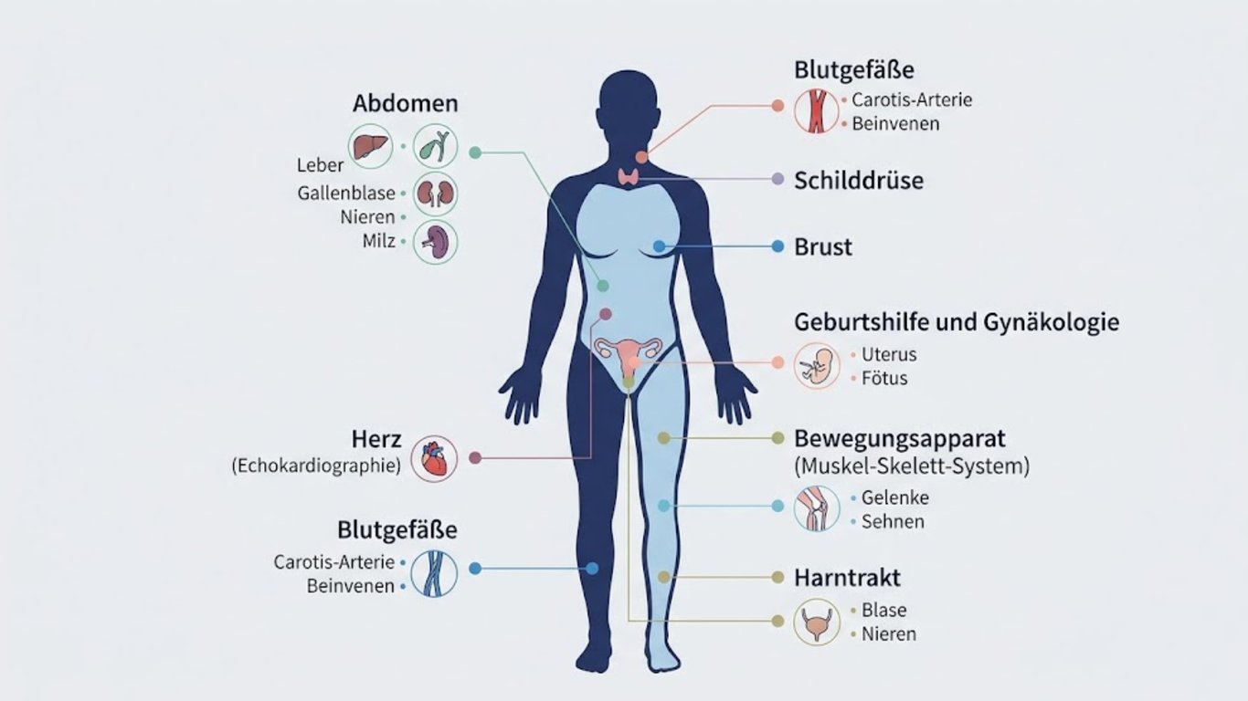 Übersicht der Anwendungsgebiete der Sonographie