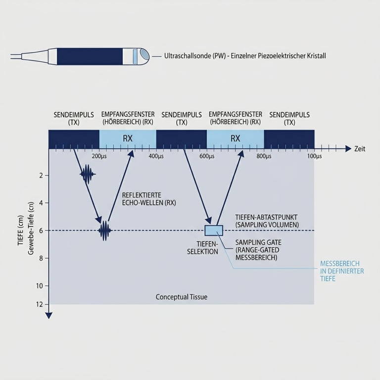 PW-Doppler Illustration – Pulsed-Wave-Doppler Ultraschall Schematik